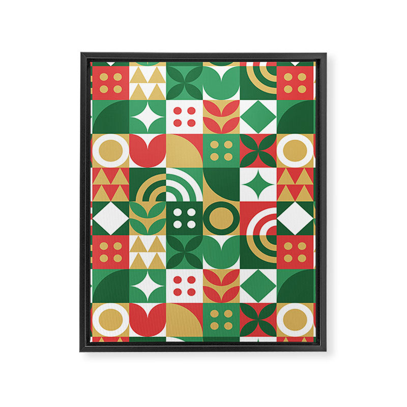 Geometric christmas holiday mosaic pattern Framed Canvas Print Gallery Image 8
