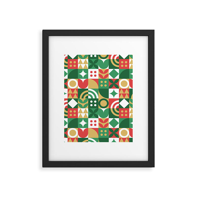 Geometric christmas holiday mosaic pattern Framed Art Print Gallery Image 6