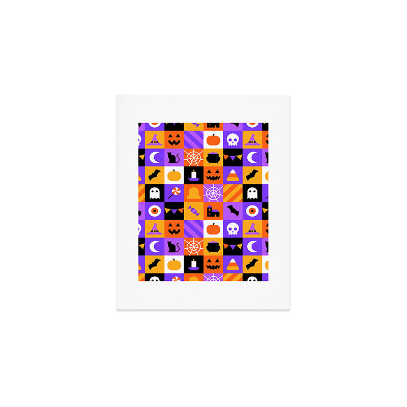 Geometric halloween mosaic pattern Art Print Gallery Image 1