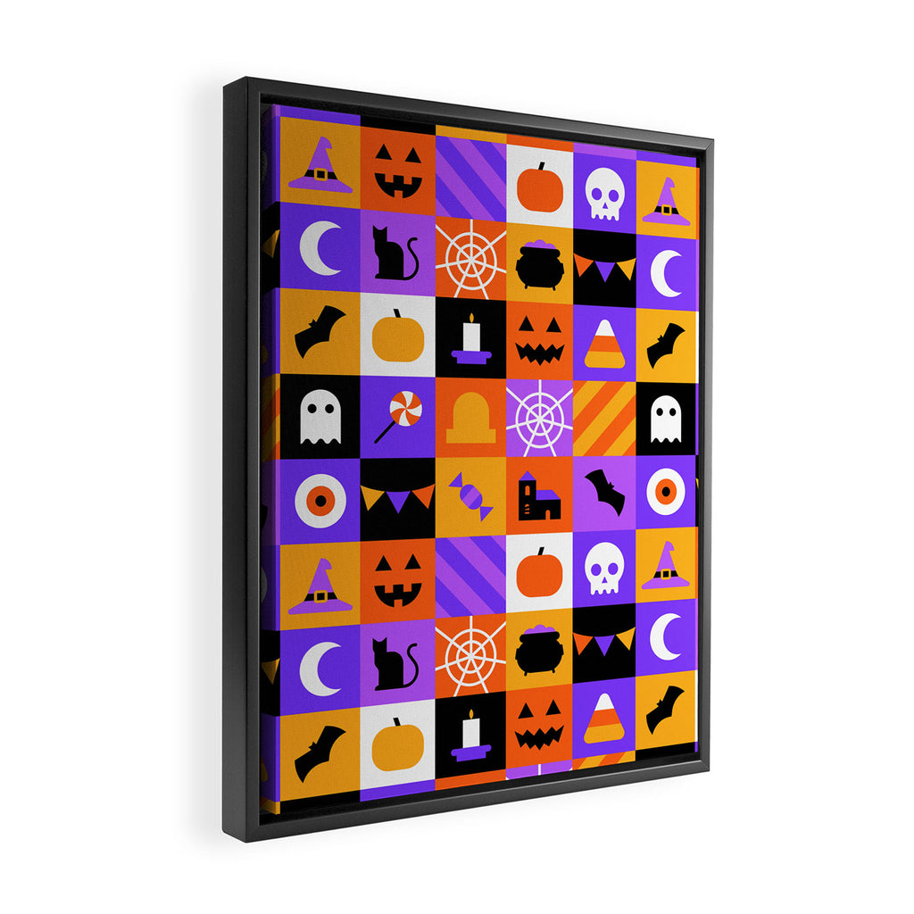 Geometric halloween mosaic pattern Framed Canvas Print Gallery Image 2