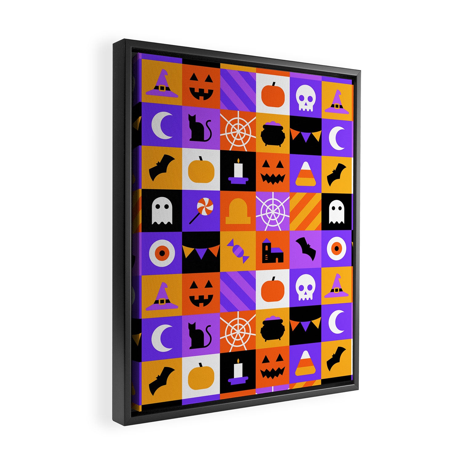 Geometric halloween mosaic pattern Framed Canvas Print Gallery Image 2