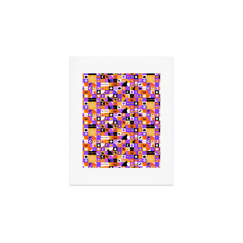 Geometric halloween mosaic pattern Art Print Gallery Image 1