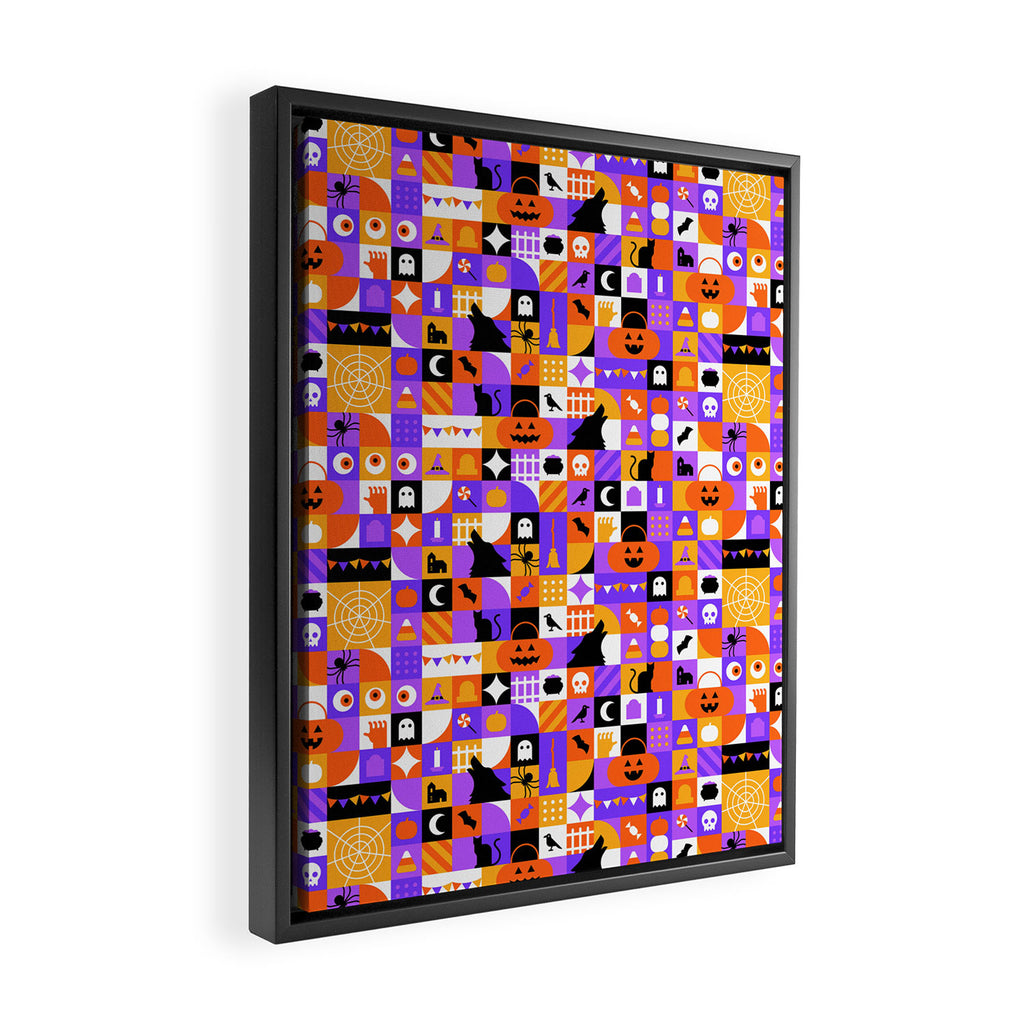 Geometric halloween mosaic pattern Framed Canvas Print Gallery Image 2