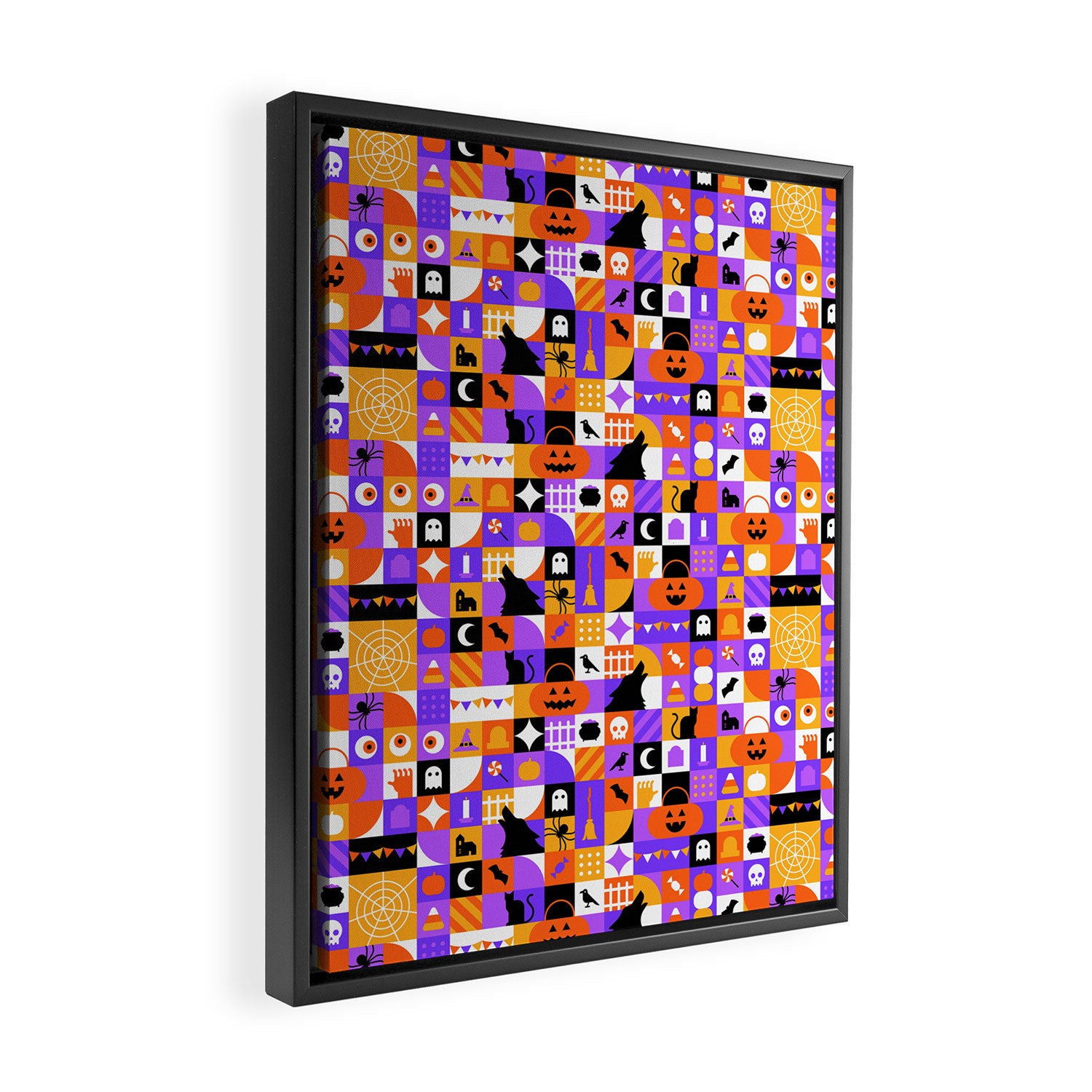 Geometric halloween mosaic pattern Framed Canvas Print Gallery Image 2