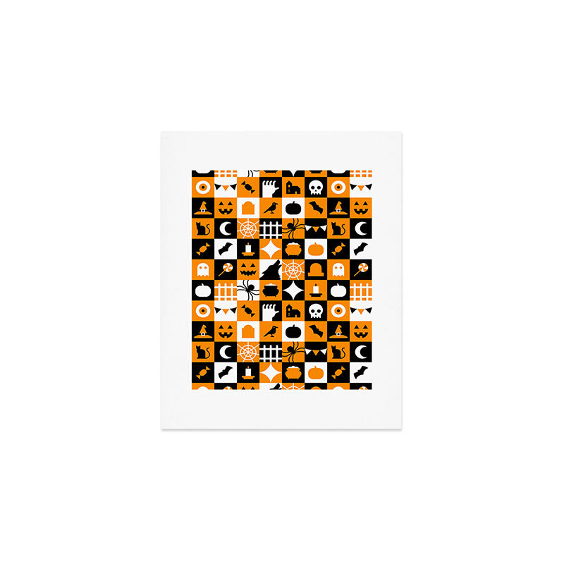 Geometric halloween mosaic pattern Art Print Gallery Image 1