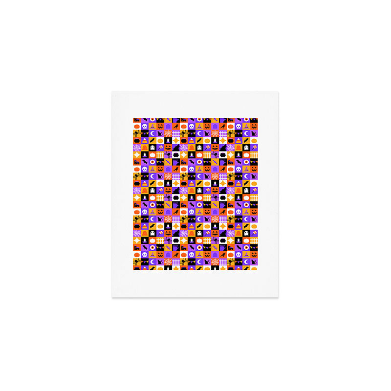 Geometric halloween mosaic pattern Art Print Gallery Image 1