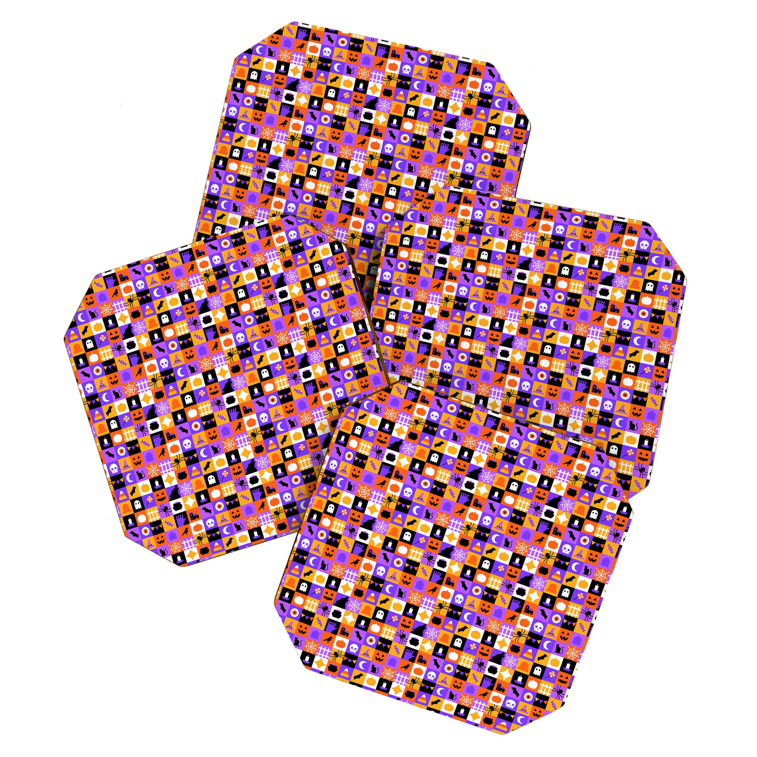 Geometric halloween mosaic pattern Coaster Gallery Image 1