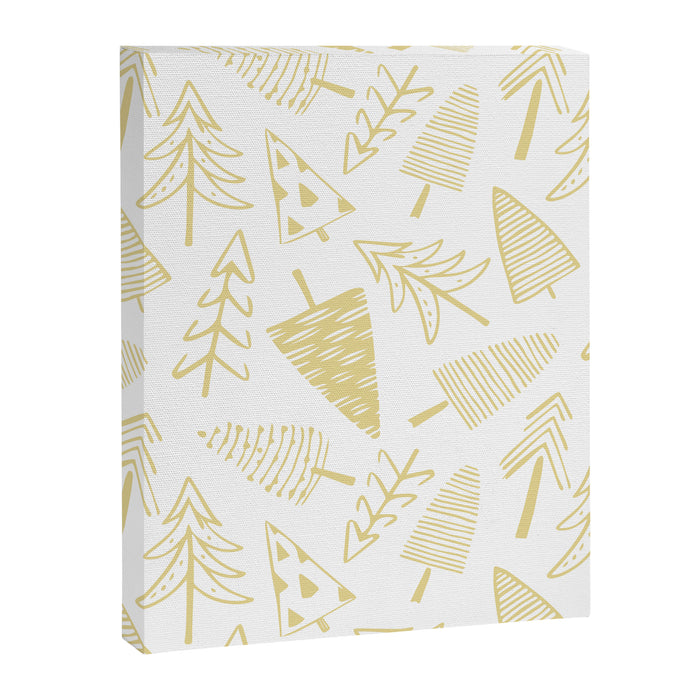 Goldd christmas pine tree doodle pattern Canvas Print Gallery Image 1
