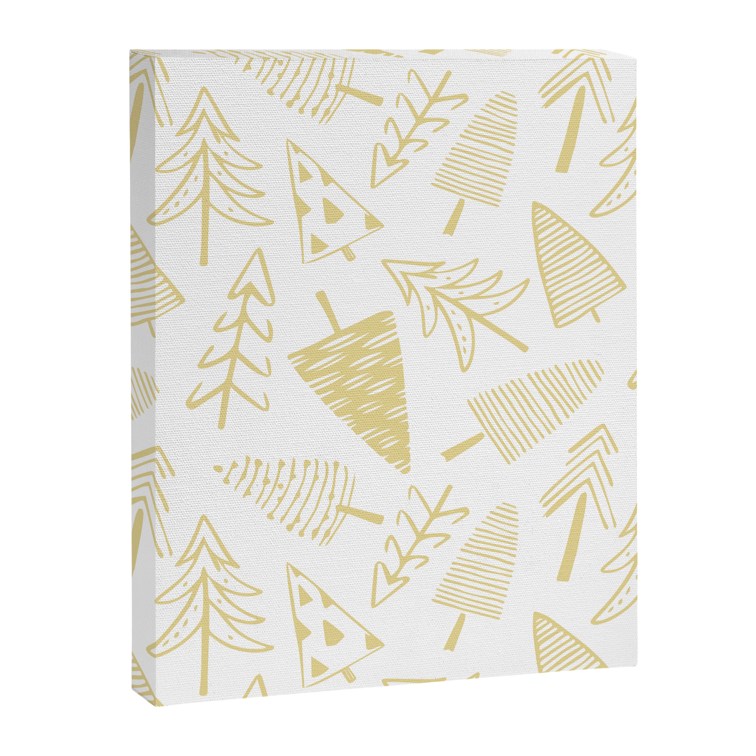 Goldd christmas pine tree doodle pattern Canvas Print Gallery Image 8