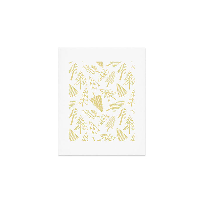 Goldd christmas pine tree doodle pattern Art Print Gallery Image 1