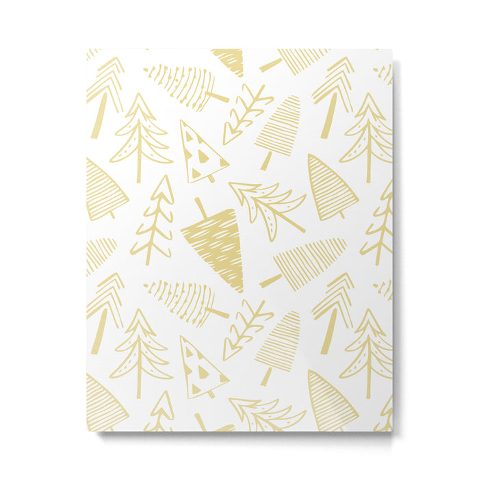 Goldd christmas pine tree doodle pattern Metal Print Gallery Image 1