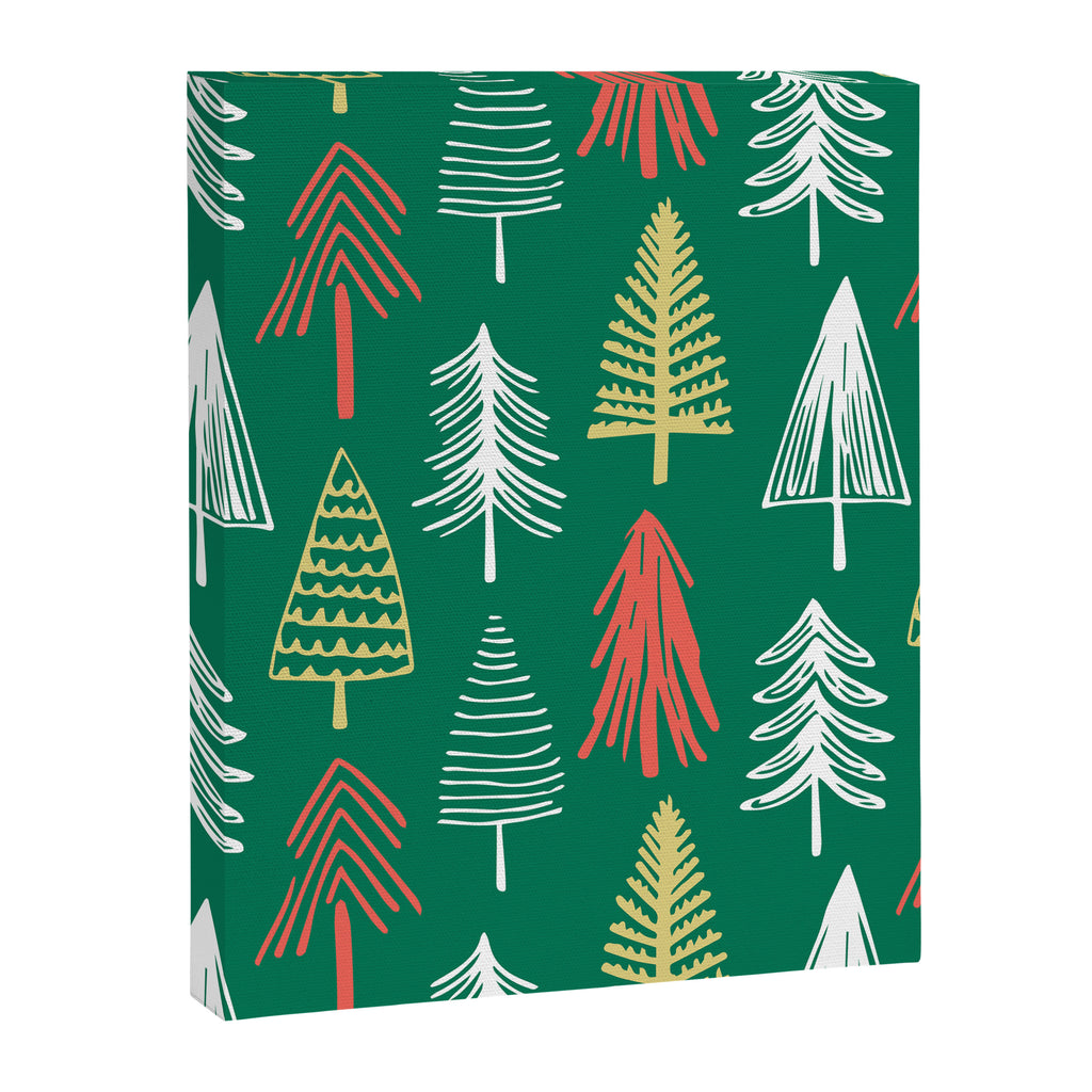 Green christmas pine tree doodle pattern Canvas Print Gallery Image 8