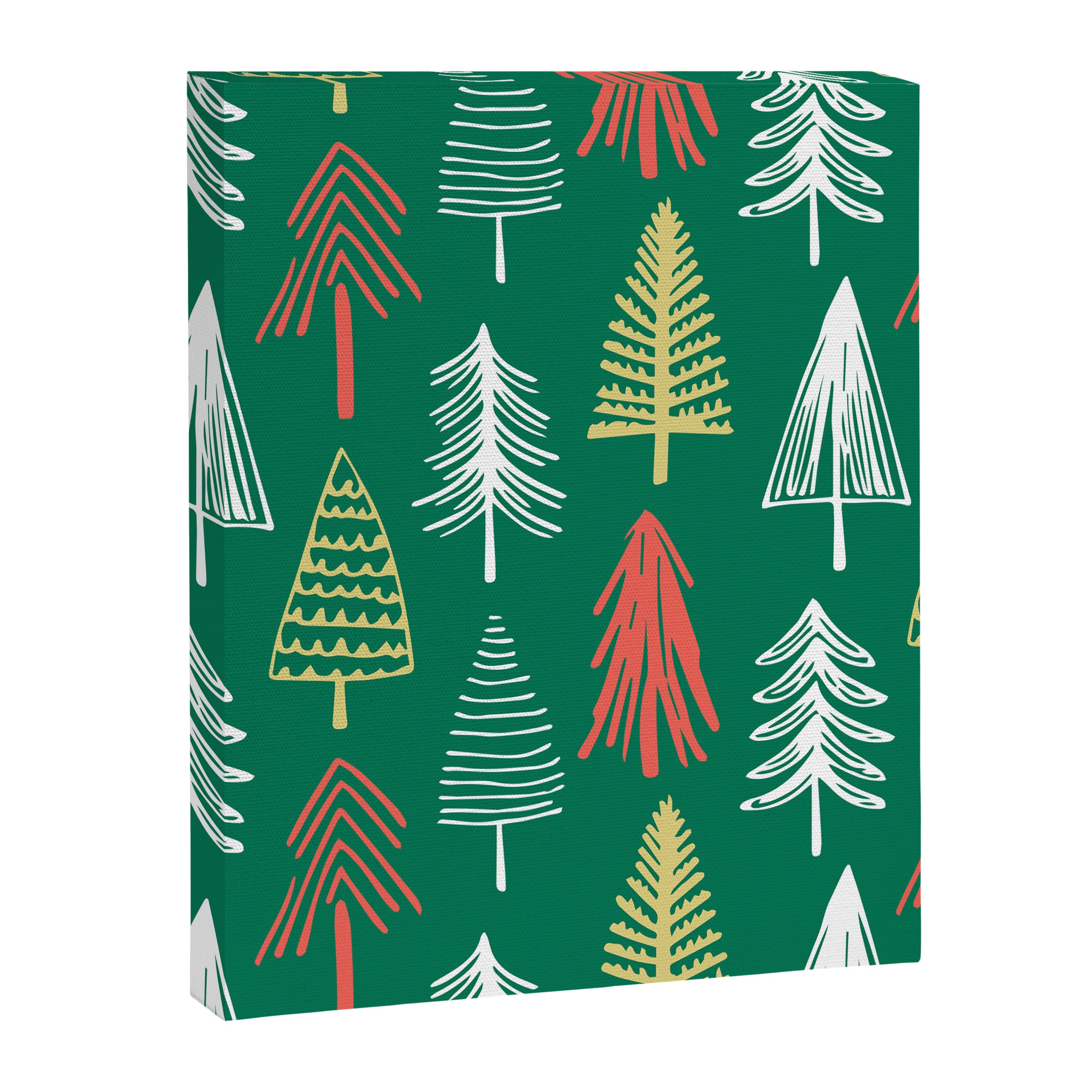 Green christmas pine tree doodle pattern Canvas Print Gallery Image 8