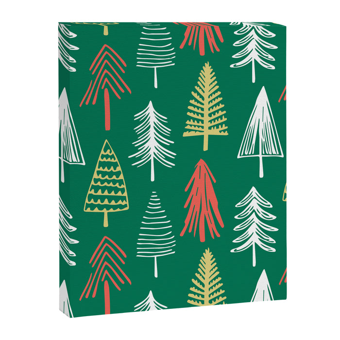 Green christmas pine tree doodle pattern Canvas Print Gallery Image 1
