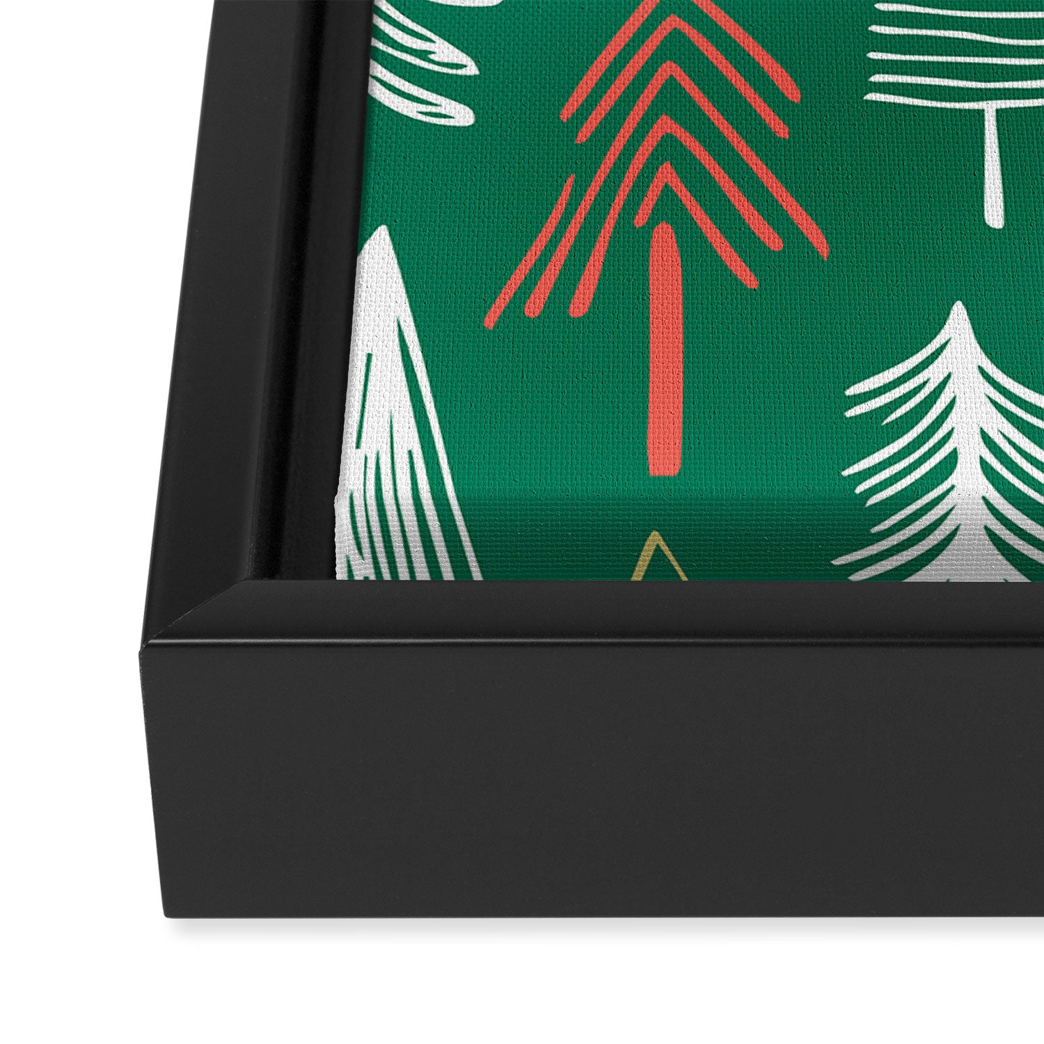 Green christmas pine tree doodle pattern Framed Canvas Print Gallery Image 3