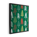 Green christmas pine tree doodle pattern Framed Canvas Print Gallery Image 2