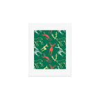 Green christmas reindeer animal pattern Art Print Gallery Image 1