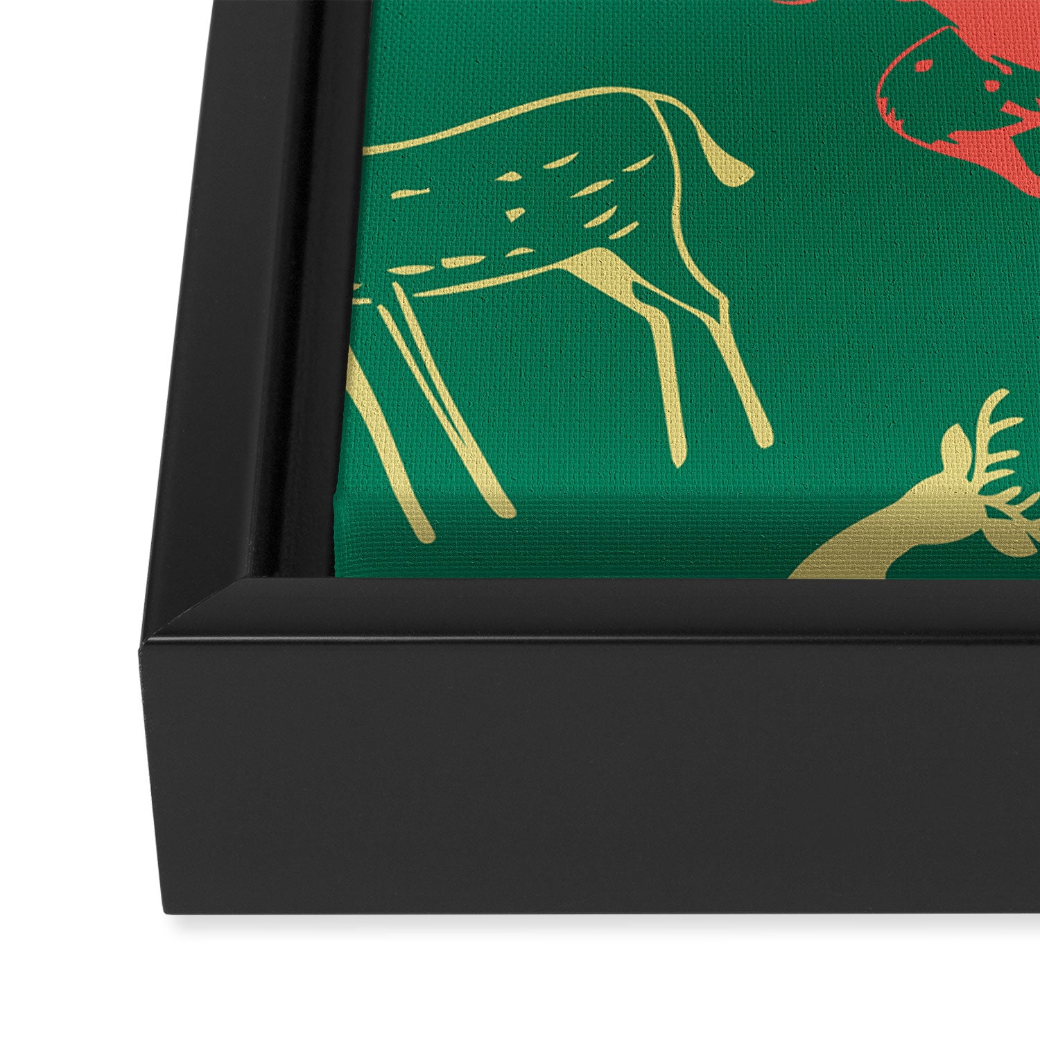 Green christmas reindeer animal pattern Framed Canvas Print Gallery Image 3