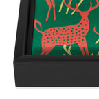 Green christmas reindeer animal pattern Framed Canvas Print Gallery Image 3