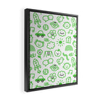 Green eco friendly children doodle pattern Framed Canvas Print Gallery Image 2