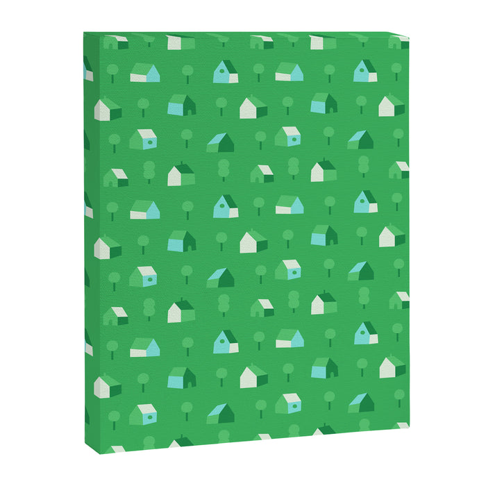 Green eco friendly house city pattern Canvas Print Gallery Image 1