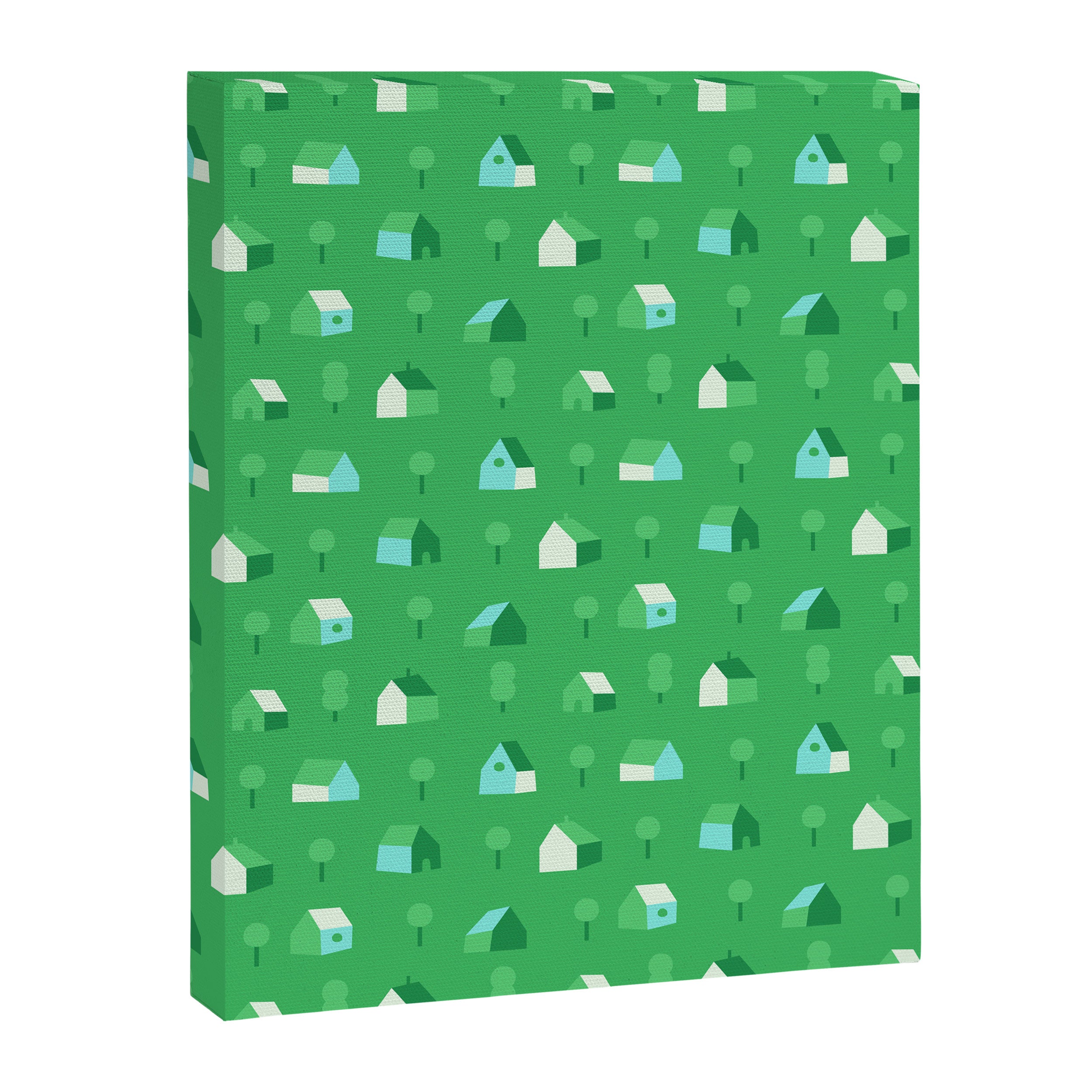 Green eco friendly house city pattern Canvas Print Gallery Image 8