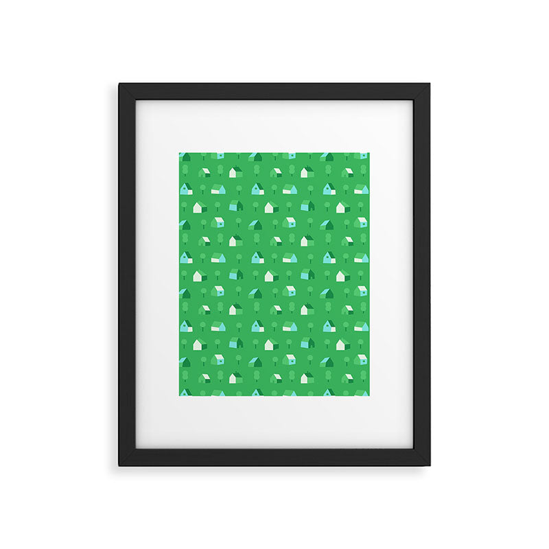Green eco friendly house city pattern Framed Art Print Gallery Image 6