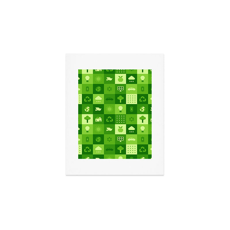Green eco friendly nature geometric mosaic pattern Art Print Gallery Image 1