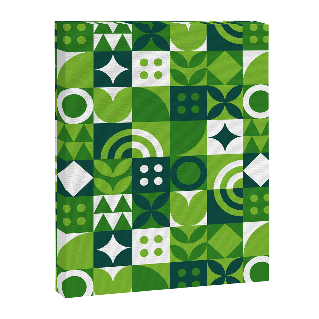 Green eco friendly nature geometric mosaic pattern Canvas Print Gallery Image 8