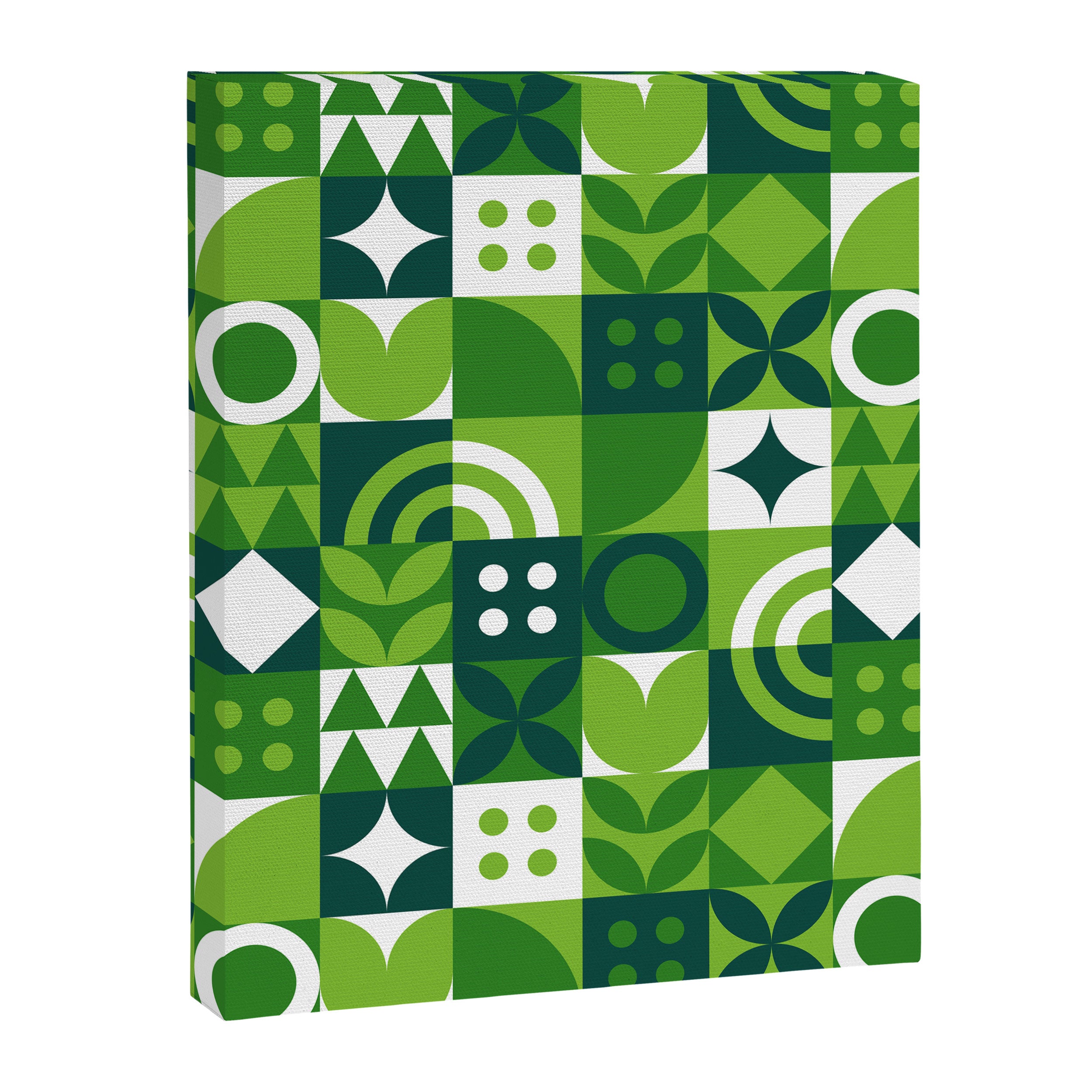 Green eco friendly nature geometric mosaic pattern Canvas Print Gallery Image 8