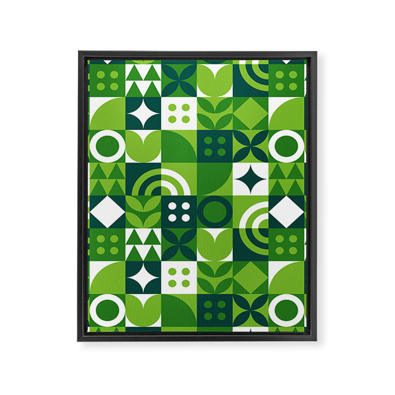 Green eco friendly nature geometric mosaic pattern Framed Canvas Print Gallery Image 8