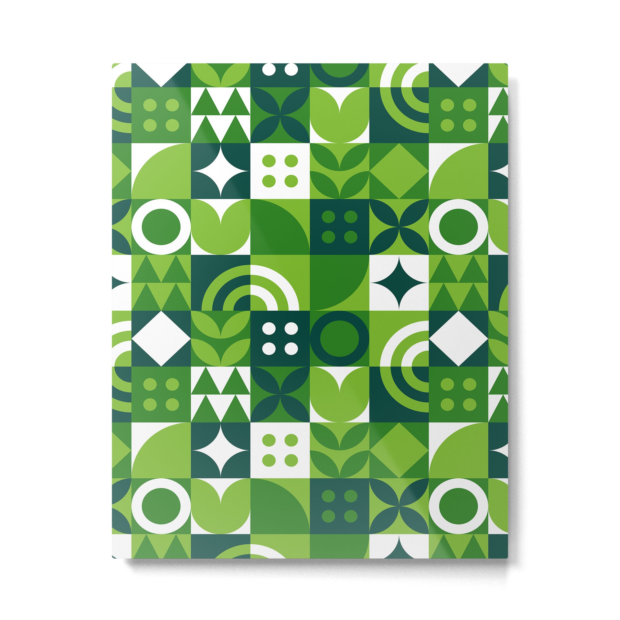 Green eco friendly nature geometric mosaic pattern Metal Print Gallery Image 6
