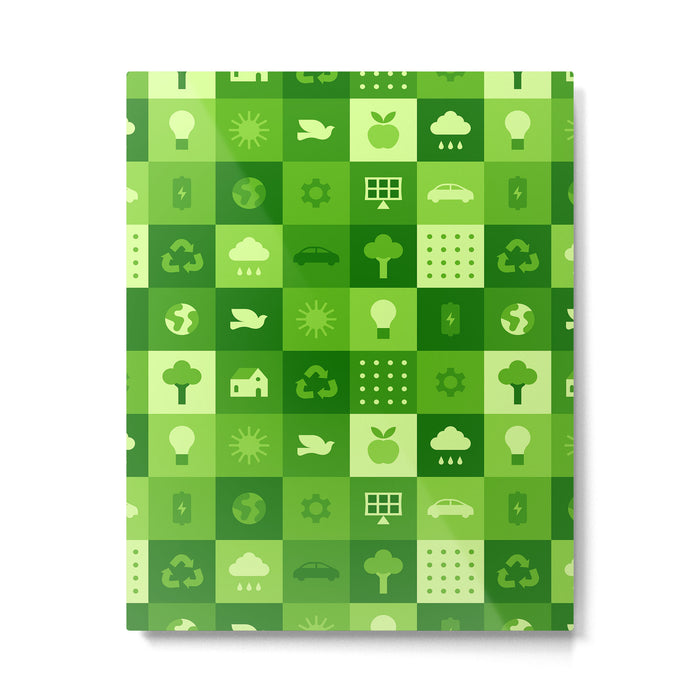 Green eco friendly nature geometric mosaic pattern Metal Print Gallery Image 1