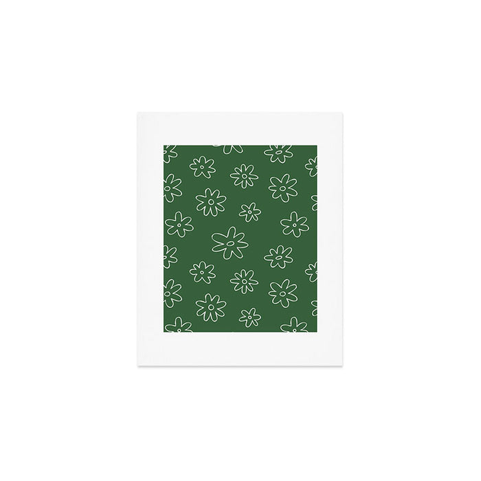 Green garden flower doodle art pattern Art Print Gallery Image 1