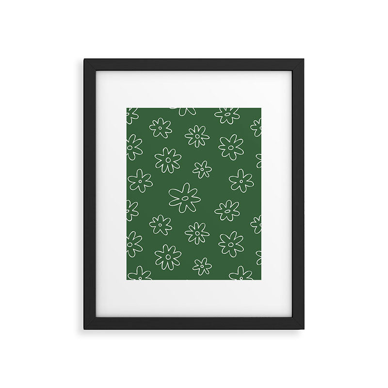Green garden flower doodle art pattern Framed Art Print Gallery Image 6