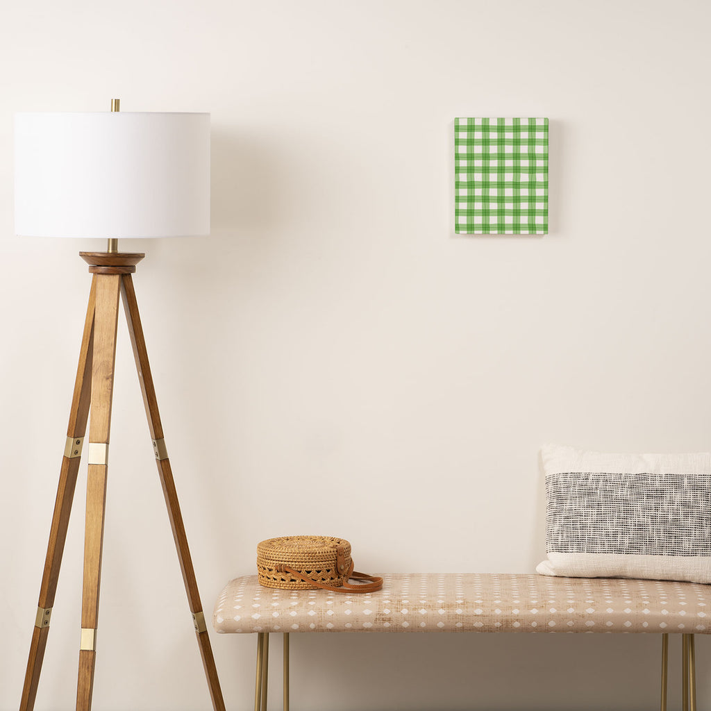 Green geometric plaid gingham pattern Canvas Print Gallery Image 2