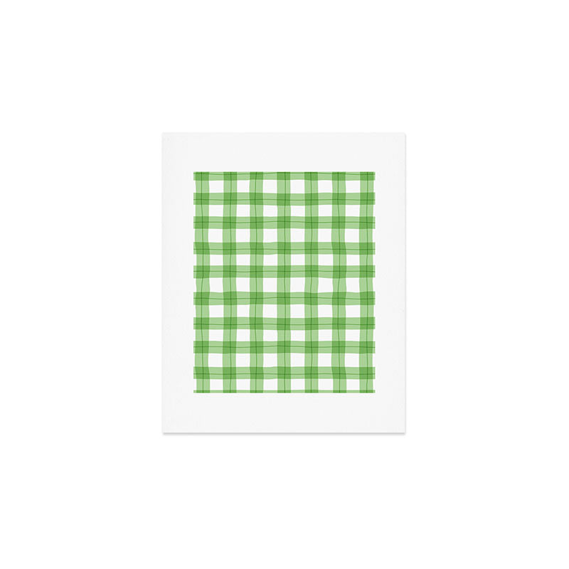 Green geometric plaid gingham pattern Art Print Gallery Image 1
