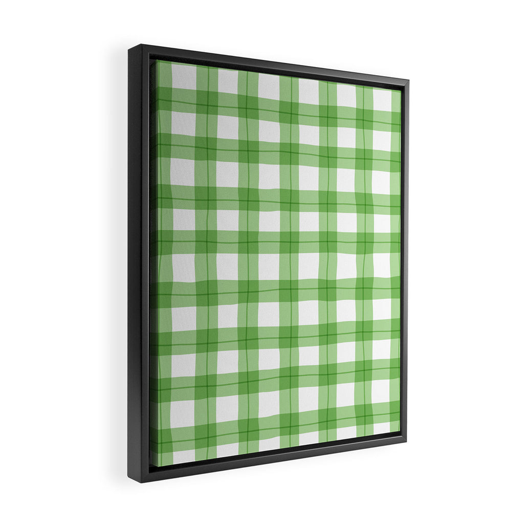 Green geometric plaid gingham pattern Framed Canvas Print Gallery Image 2