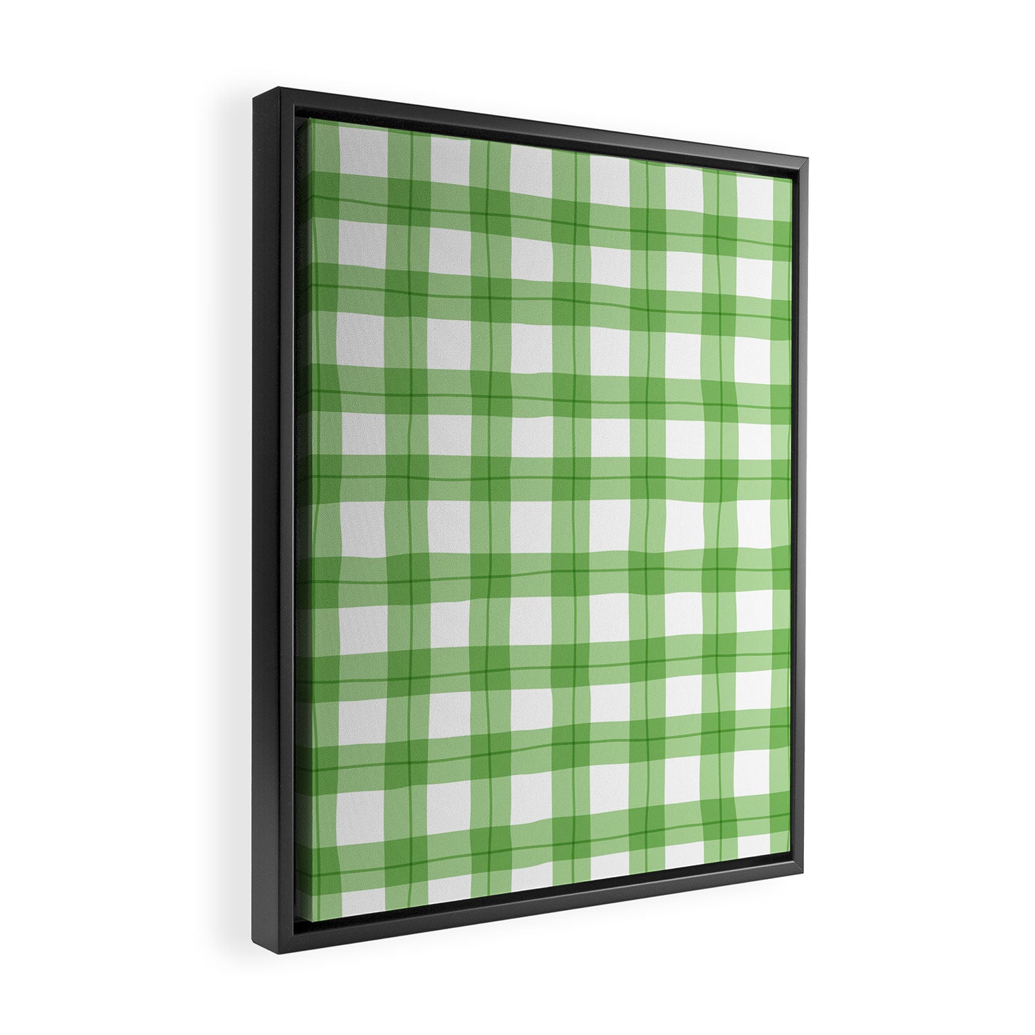 Green geometric plaid gingham pattern Framed Canvas Print Gallery Image 2