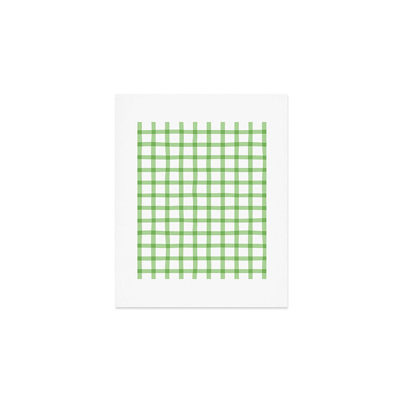 Green geometric plaid gingham pattern Art Print Gallery Image 1