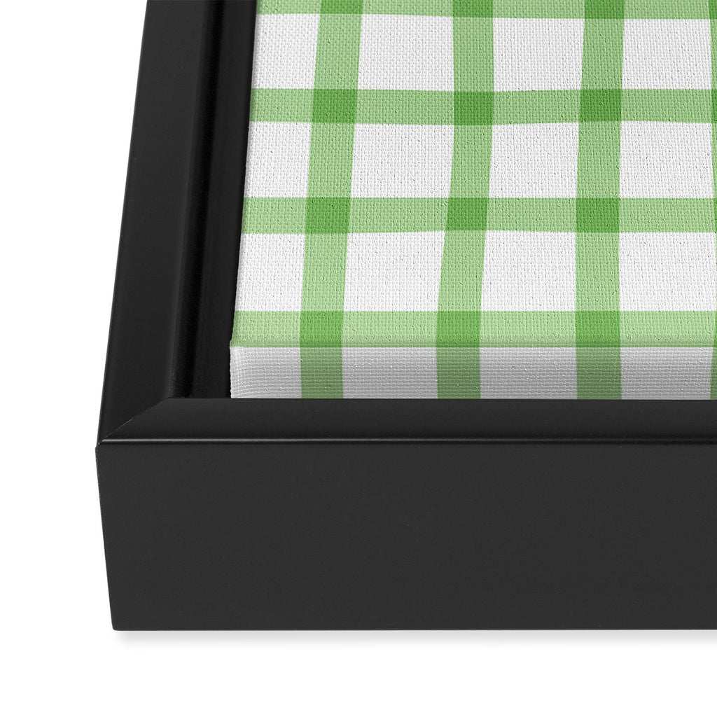Green geometric plaid gingham pattern Framed Canvas Print Gallery Image 3