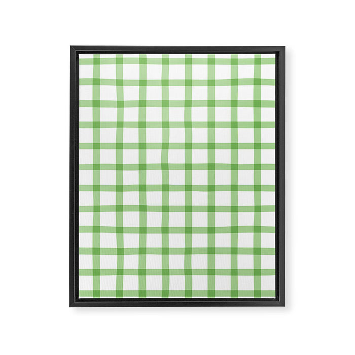 Green geometric plaid gingham pattern Framed Canvas Print Gallery Image 1