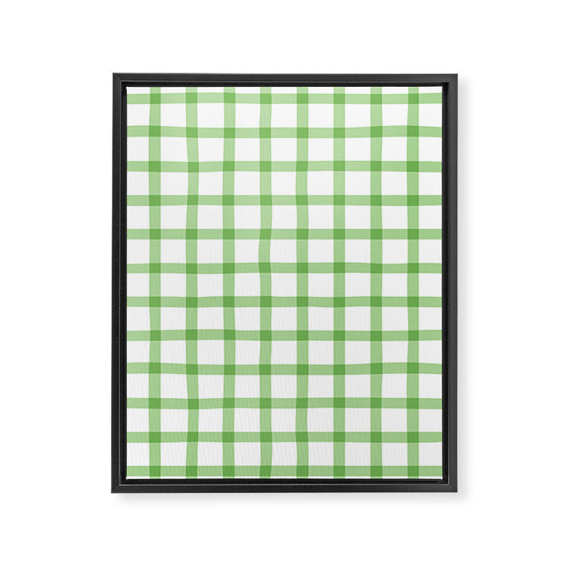 Green geometric plaid gingham pattern Framed Canvas Print Gallery Image 8