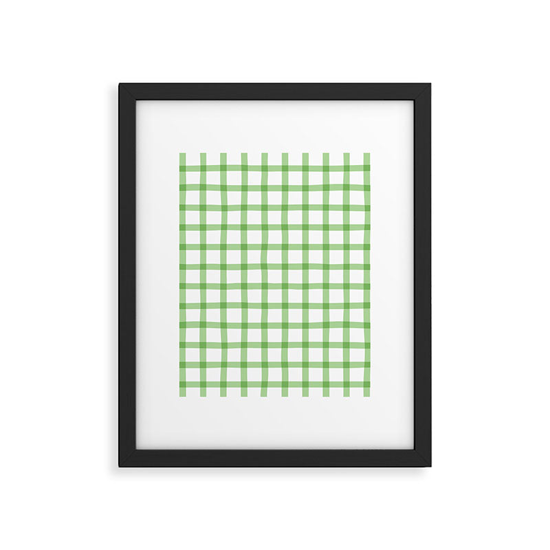 Green geometric plaid gingham pattern Framed Art Print Gallery Image 6
