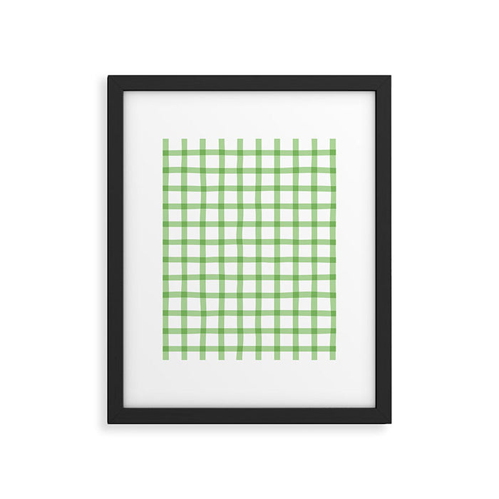 Green geometric plaid gingham pattern Framed Art Print Gallery Image 1