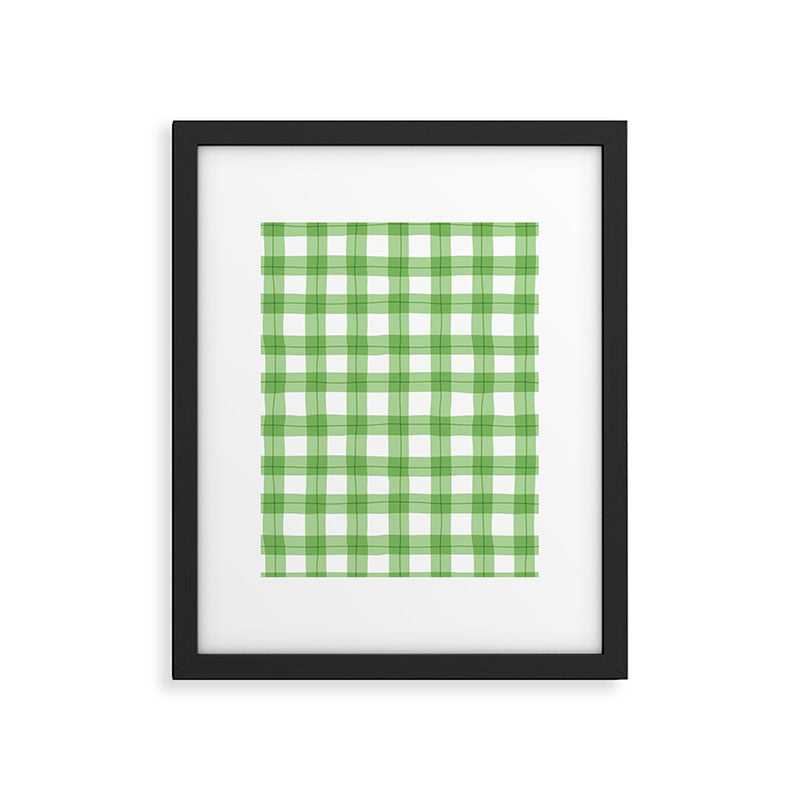 Green geometric plaid gingham pattern Framed Art Print Gallery Image 6