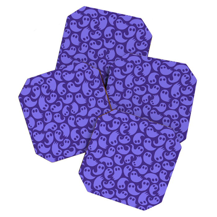Halloween ghost cartoon pattern art Coaster Gallery Image 1