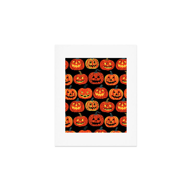 Halloween jack o lantern pumpkin cartoon pattern Art Print Gallery Image 1