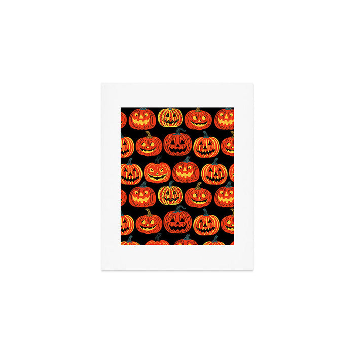 Halloween jack o lantern pumpkin cartoon pattern Art Print Gallery Image 1