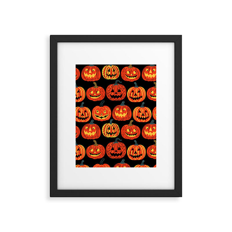 Halloween jack o lantern pumpkin cartoon pattern Framed Art Print Gallery Image 6